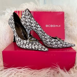 BCBGirls heels in white and chocolate colors. Size 9